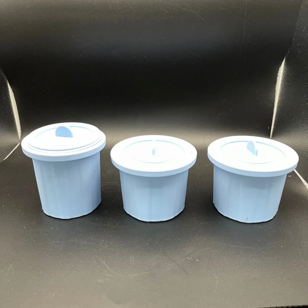 Silicone Large Ice Cube Molds for Tumbler Cup Light‎ Blue Set of 3 with Lids